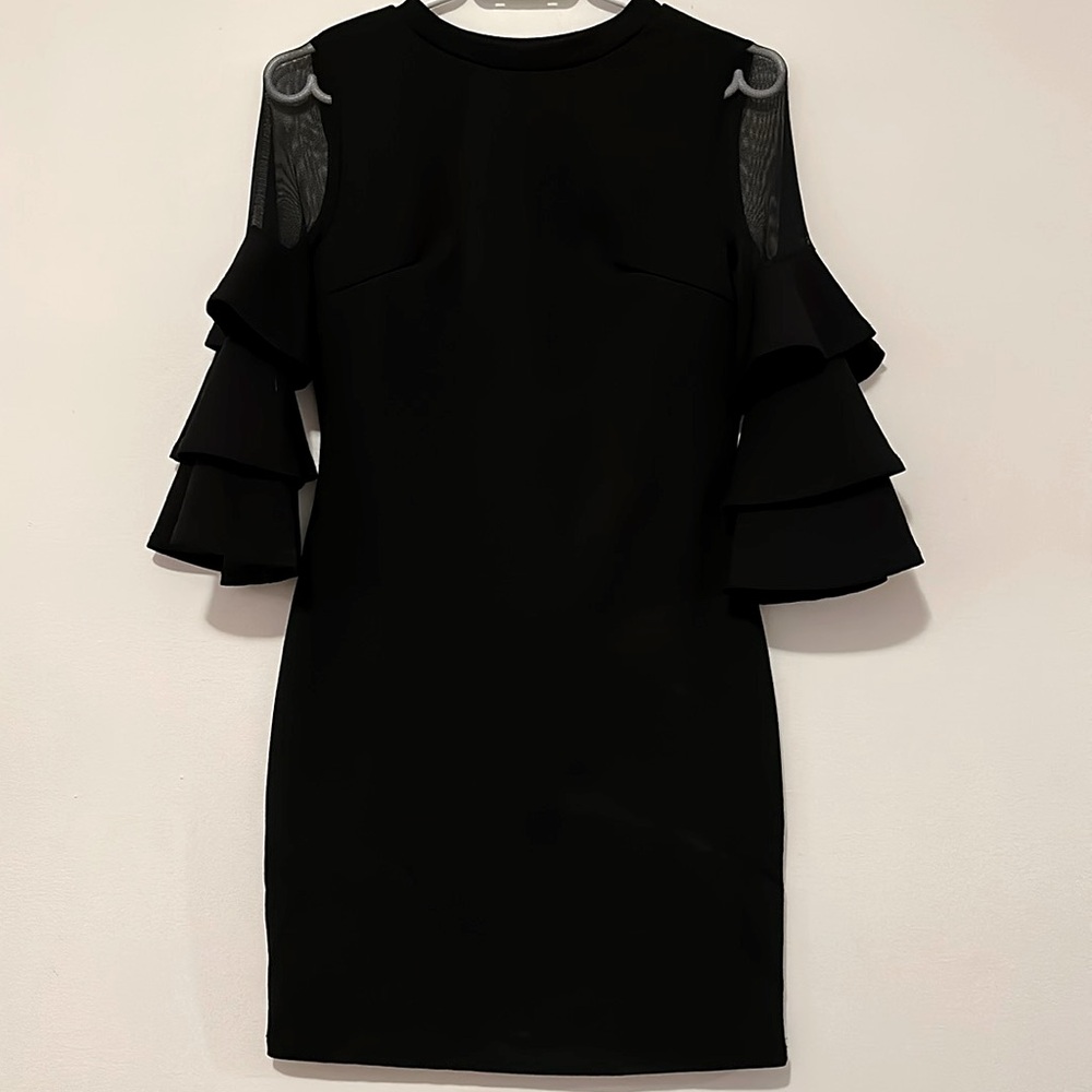 NWOT - Colori black bodycon dress with ruffle sleeves